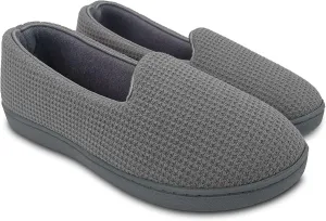 ofoot Womens Comfortable Memory Foam House Slippers Indoor Flat Shoes With Back Cotton Terry Cloth Lining Non Slip Soles