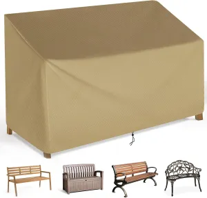 Outdoor Bench Cover for 2-Seater, 600D Patio Bench Furniture Covers with Air Vents, Heavy Duty All Weather Resistant Bench Cover, 53L x 26W x 35H