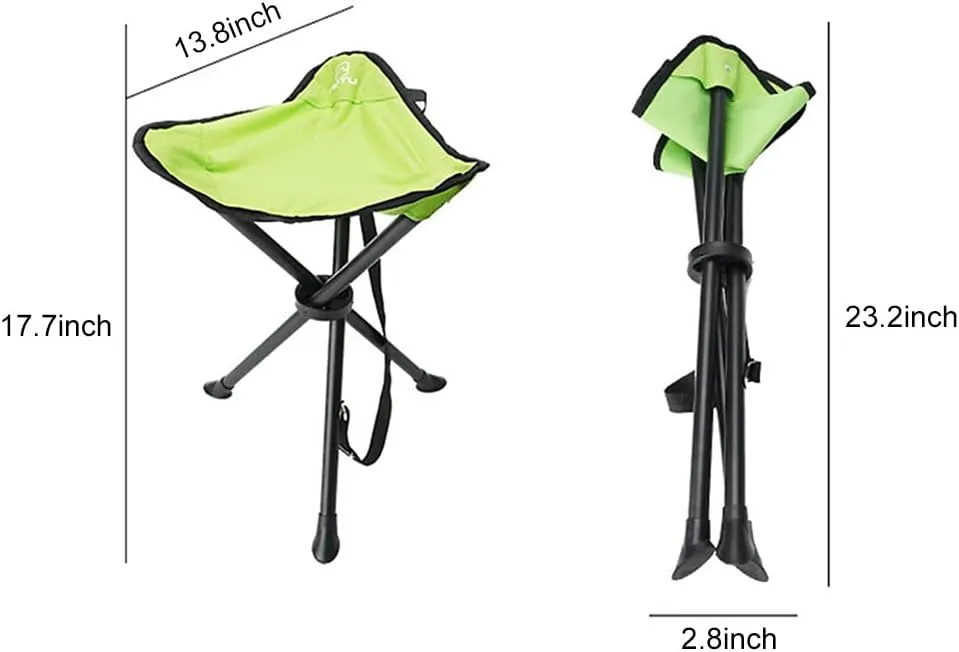 Outdoor Portable Camping Stool, Fishing Stool, Three-Legged Stool, for Fishing, Camping, Outdoor Barbecue, Mountaineering and Concert, Bear up to 220Lbs (Black)