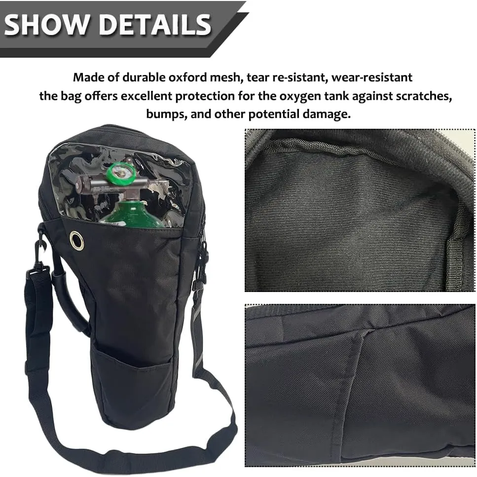 Oxygen Tank Shoulder Bag - Portable Cylinder Holder Bag Fits A, B, C, D, M2, ML6, M7 O2 Tank Carrier Pouch Accessories, 20.8" L x 8.7" W