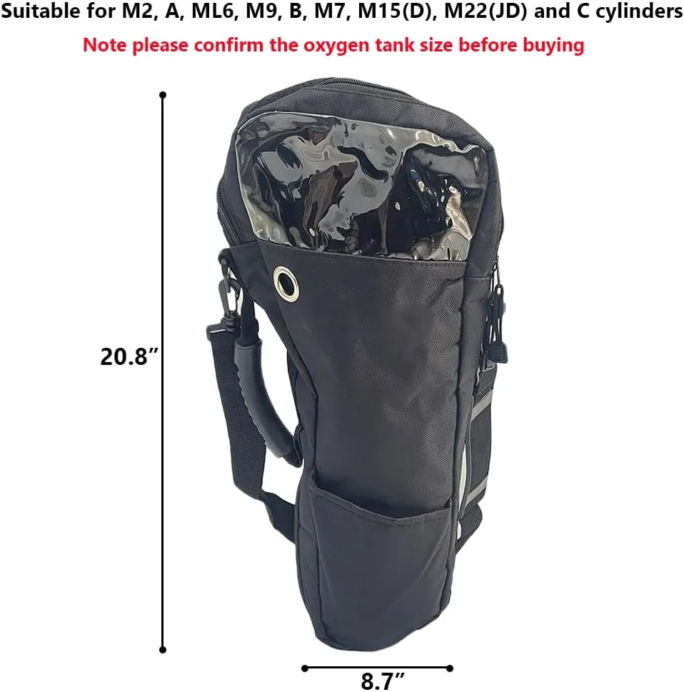 Oxygen Tank Shoulder Bag - Portable Cylinder Holder Bag Fits A, B, C, D, M2, ML6, M7 O2 Tank Carrier Pouch Accessories, 20.8" L x 8.7" W