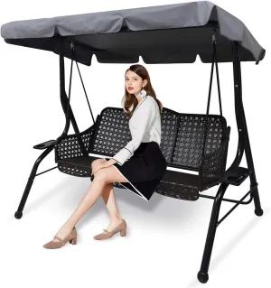 Patio Swing Chair Canopy Replacement,3 Seat Outdoor Porch Swing Seat Canopy Cover,Waterproof Windproof Anti-UV Heavy Duty Rip Proof Garden Hammock Top Cover,Garden Furniture Cover Outdoors,S