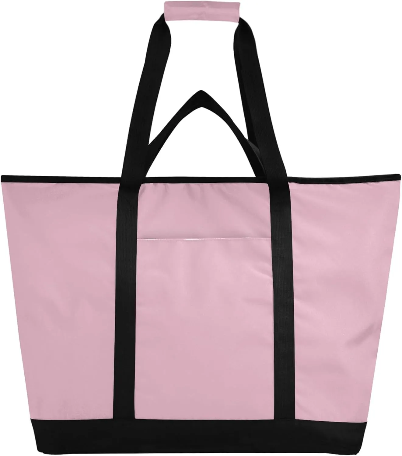 Pink Solid Reusable Insulated Cooler Bag with Ice Pack Compartment - Large 47L Waterproof Thermal Grocery Tote for Picnic Beach Camping Lunch Storage