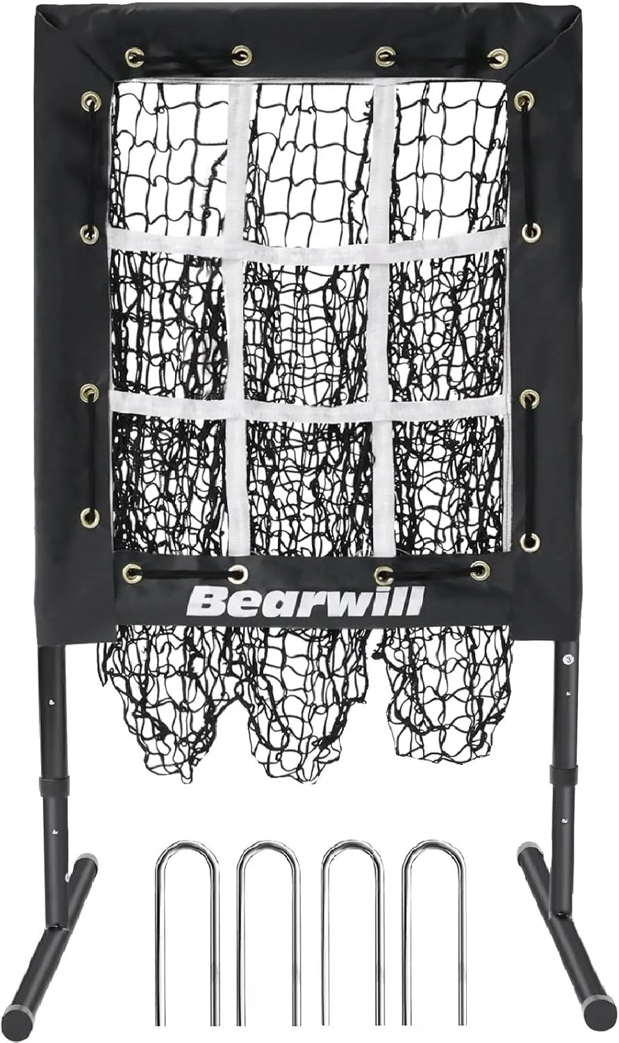 Pitching Net, 9 Hole Baseball Softball Net with Strike Zone, Adjustable Pitcher Training Equipment with Throwing Target