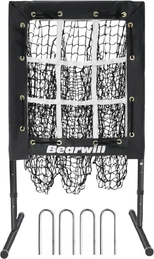 Pitching Net, 9 Hole Baseball Softball Net with Strike Zone, Adjustable Pitcher Training Equipment with Throwing Target