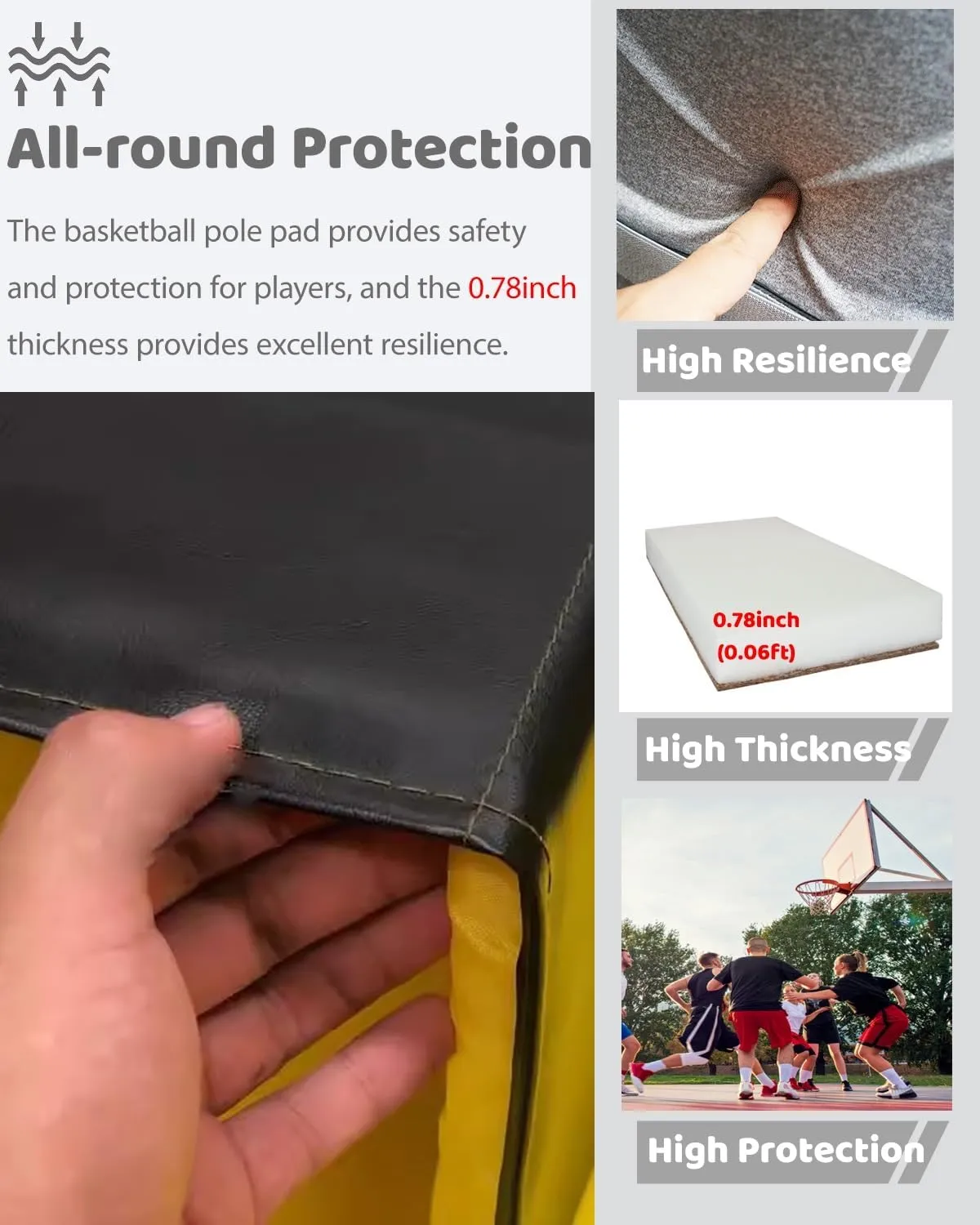 Playground Post Pad 3 4 5 6 Ft for Slipping Protective, All Weather Pole Pad Replacement Wrap Around, Martial Arts Gym Basement Collision Pole(Red,H 72"(6ft))