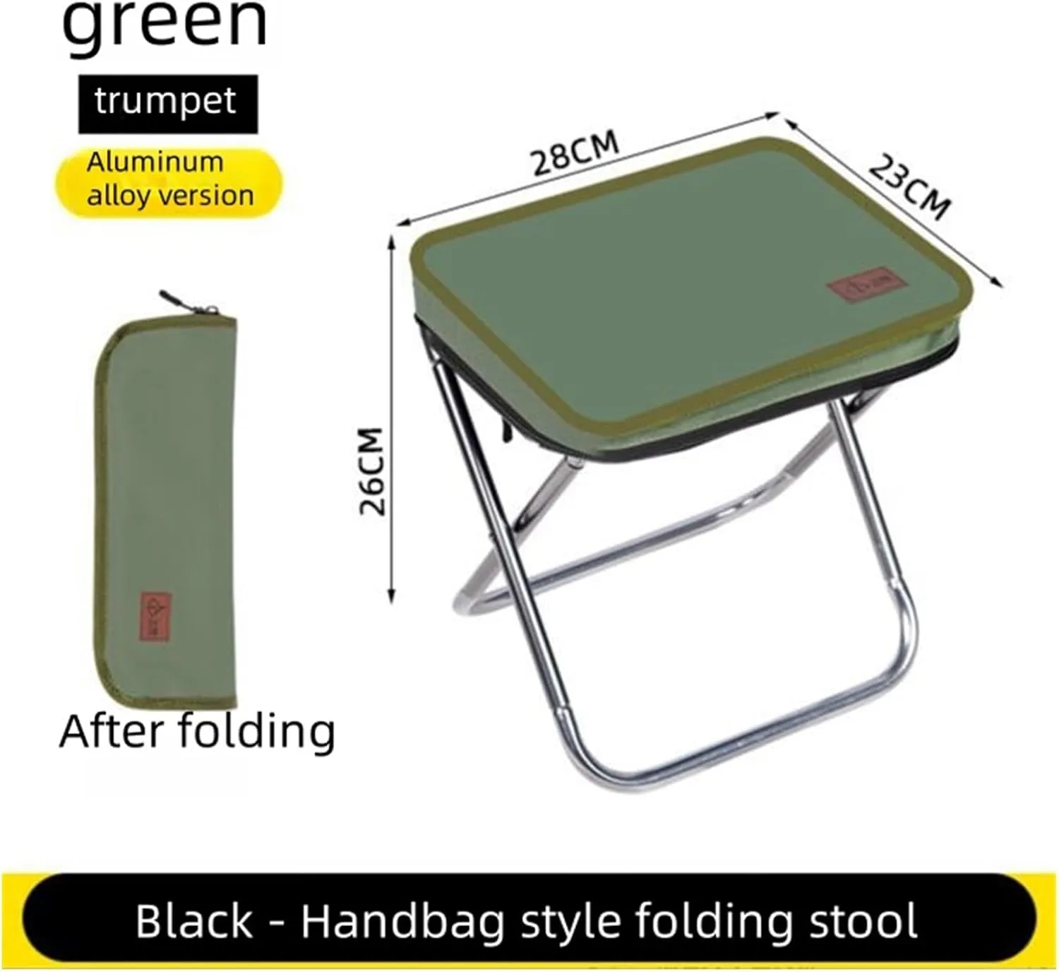 Pocket Handbag Stool，Pencil Bag Folding Stool for Sketching, Camping, Horse Tying, Fishing, Tourism, Leisure, Outdoor Small Stool(Green,Small)