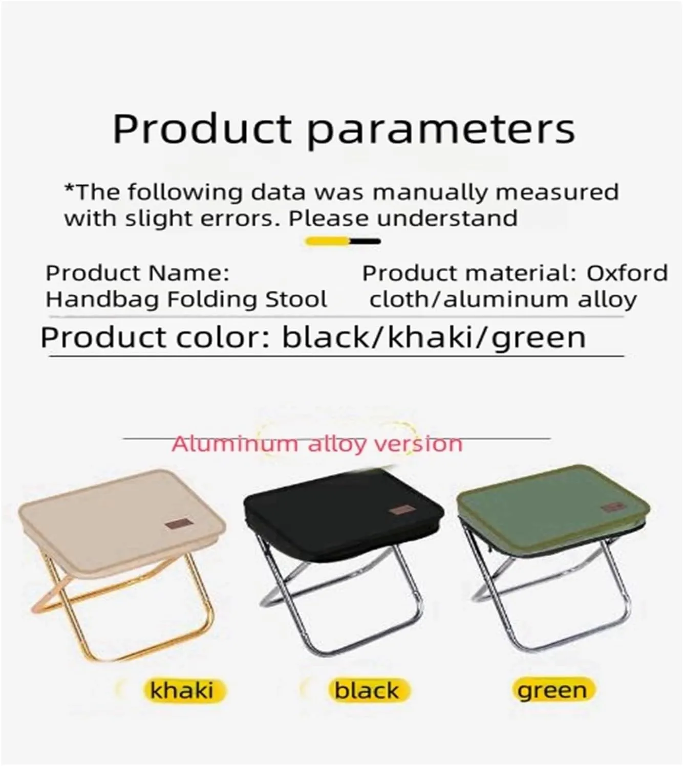 Pocket Handbag Stool，Pencil Bag Folding Stool for Sketching, Camping, Horse Tying, Fishing, Tourism, Leisure, Outdoor Small Stool(Green,Small)