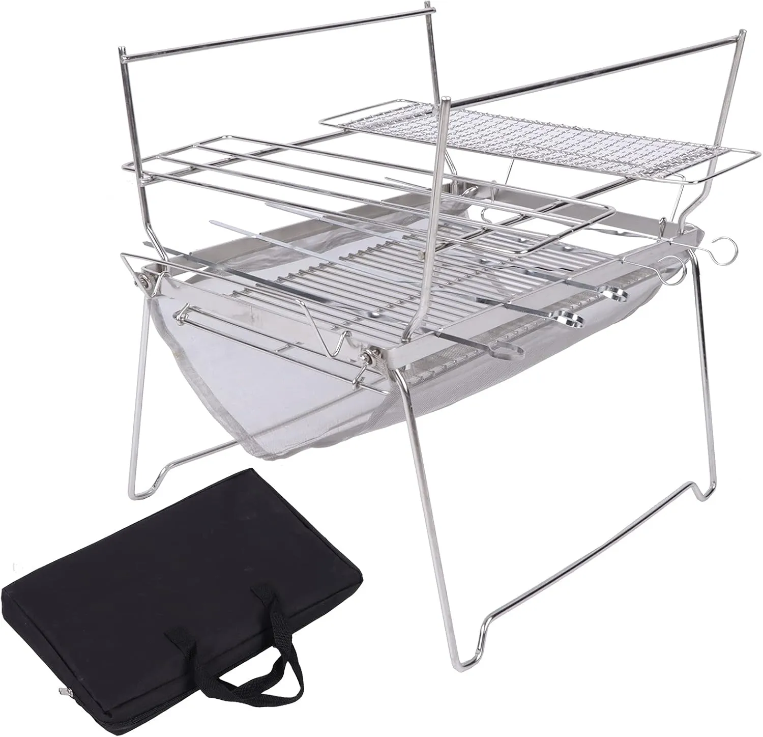 Portable Barbecue Grill Foldable Camping Grill Compact Outdoor BBQ Grill Stainless Steel Grill for Picnic Barbecue Outdoor Party Use