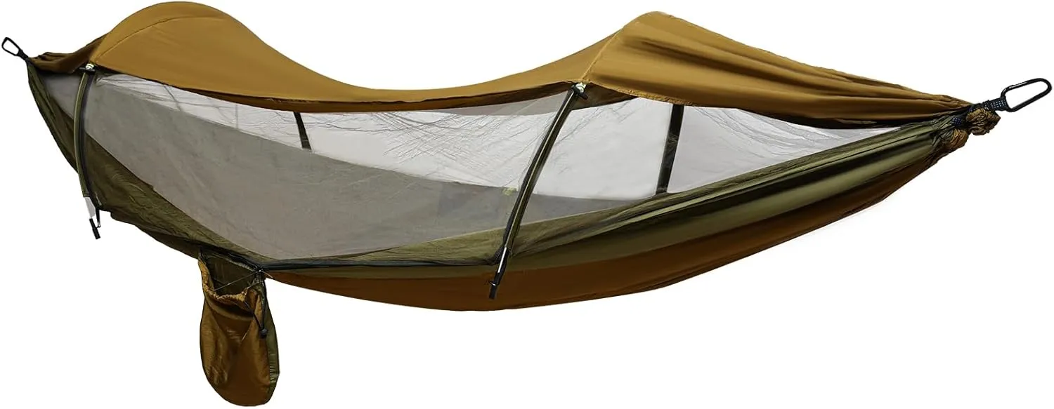 Portable Camping Hammock, Lay Flat Hammock Tent with Sunshade Cloth, Hammock for Camping, Traveling, Hiking(Green)