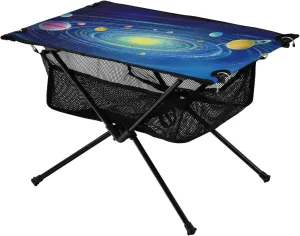 Portable Camping Table Foldable with Mesh Storage Lightweight Compact Camp Tent Side Table for Outside,Camping,Hiking,Tailgating,Space Galaxy