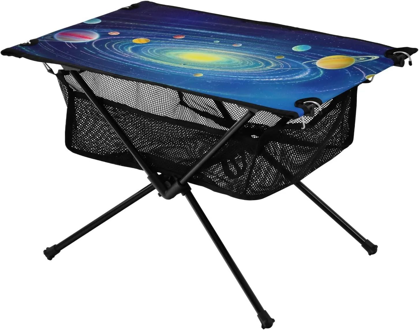 Portable Camping Table Foldable with Mesh Storage Lightweight Compact Camp Tent Side Table for Outside,Camping,Hiking,Tailgating,Space Galaxy
