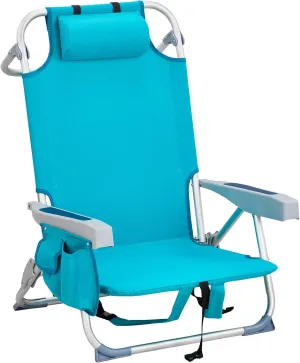 Portable Folding Beach Chair Oxford Cloth Aluminum Tube Back Adjustable Low Profile Camping Chair for Outdoor Adventures Picnic, Beach Trips,Fishing,Garden (Mint Green)