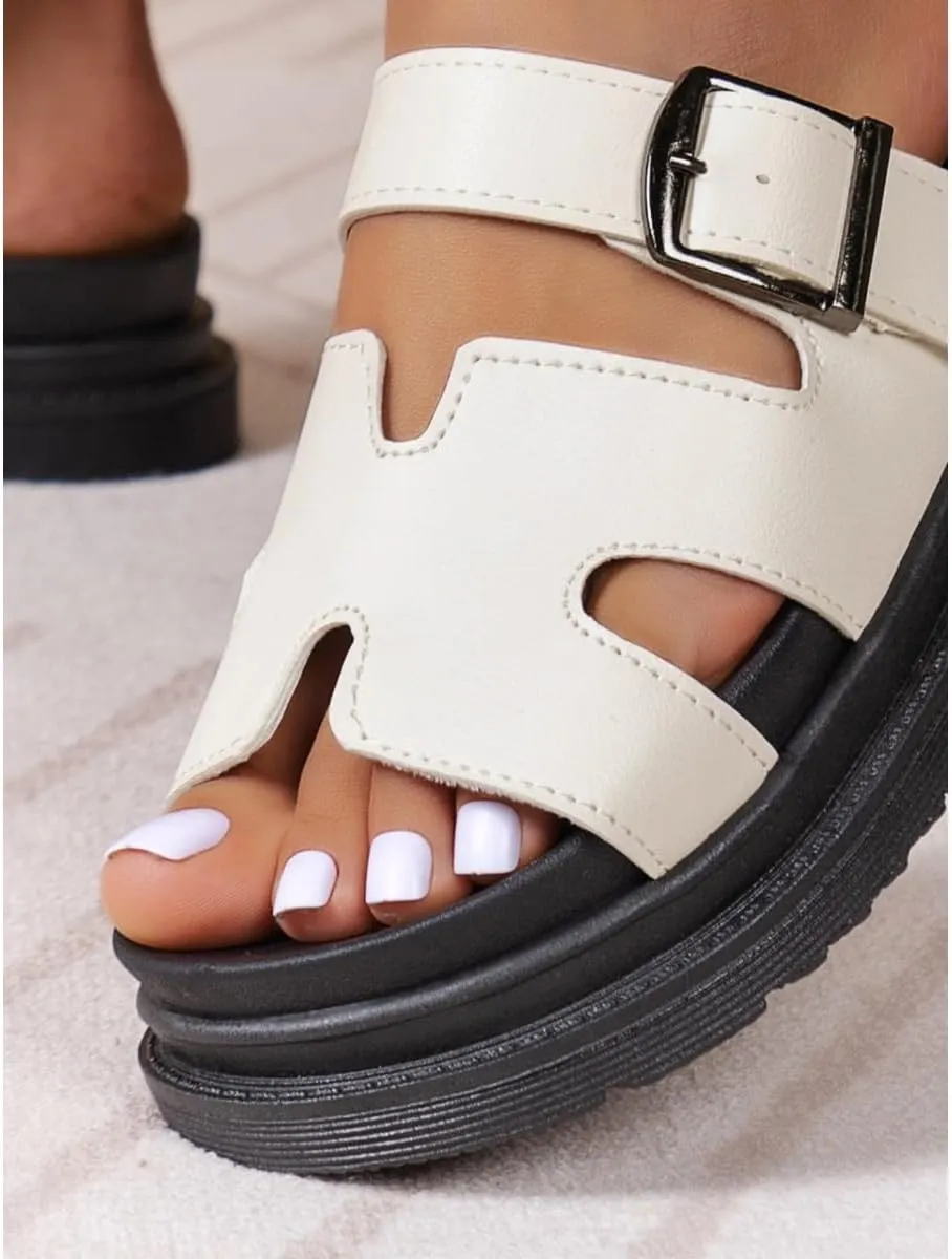 PU Platform Slippers Non-slip Height Up Fashion Girls Women Sandal Beach Outdoor Sandals