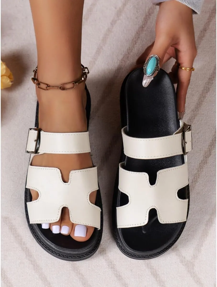 PU Platform Slippers Non-slip Height Up Fashion Girls Women Sandal Beach Outdoor Sandals