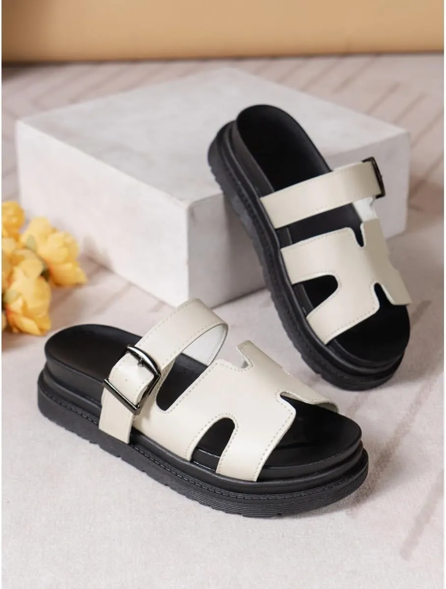 PU Platform Slippers Non-slip Height Up Fashion Girls Women Sandal Beach Outdoor Sandals