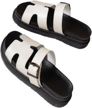 PU Platform Slippers Non-slip Height Up Fashion Girls Women Sandal Beach Outdoor Sandals