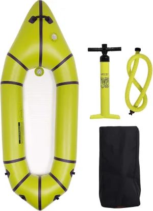 PVC Packrafts,1 Person Packraft for Flat Water Rafting Camping Trip/Fishing/Water Adventures, Travel Kayak with Two-Way Manual Pump, 300lb Weight Capacity