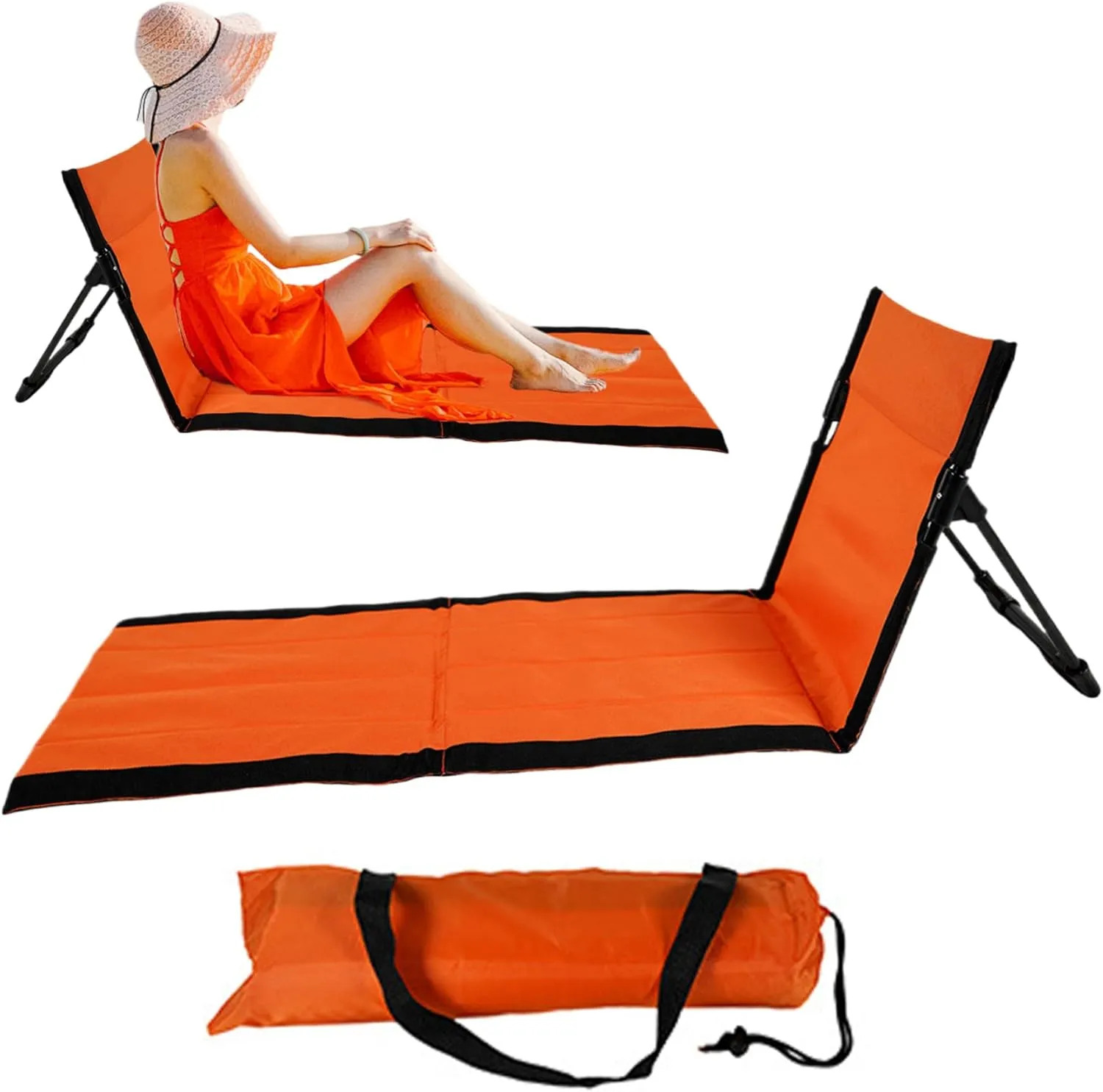 Reclining Beach Mat 15x43.3x15.8/15x26.8x15.8'' Oxford Cloth Waterproof Foldable Beach Lounge Chair Lightweight & Portable Lounger for Adults Holidays Camping Park