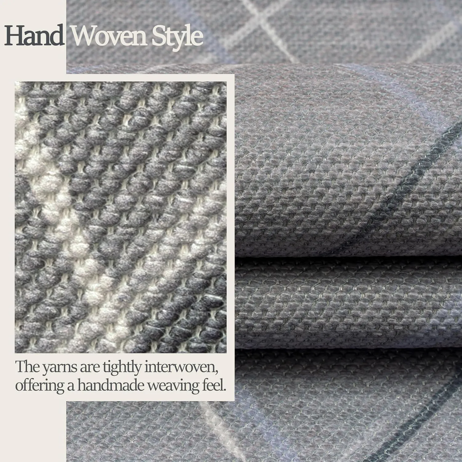 Runners for Hallways Kitchen Runner Rug Non Slip 2x6 Washable Runner Rugs No Pile Tear and Stain Resistance, Hand Woven Style Thin Runners for Hallways Kitchen Laundry Bathroom- Dark Gray