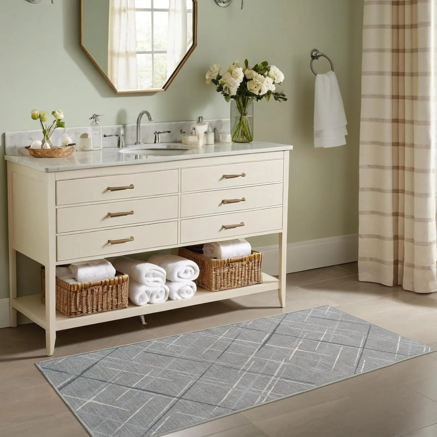 Runners for Hallways Kitchen Runner Rug Non Slip 2x6 Washable Runner Rugs No Pile Tear and Stain Resistance, Hand Woven Style Thin Runners for Hallways Kitchen Laundry Bathroom- Dark Gray