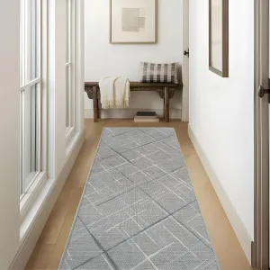 Runners for Hallways Kitchen Runner Rug Non Slip 2x6 Washable Runner Rugs No Pile Tear and Stain Resistance, Hand Woven Style Thin Runners for Hallways Kitchen Laundry Bathroom- Dark Gray