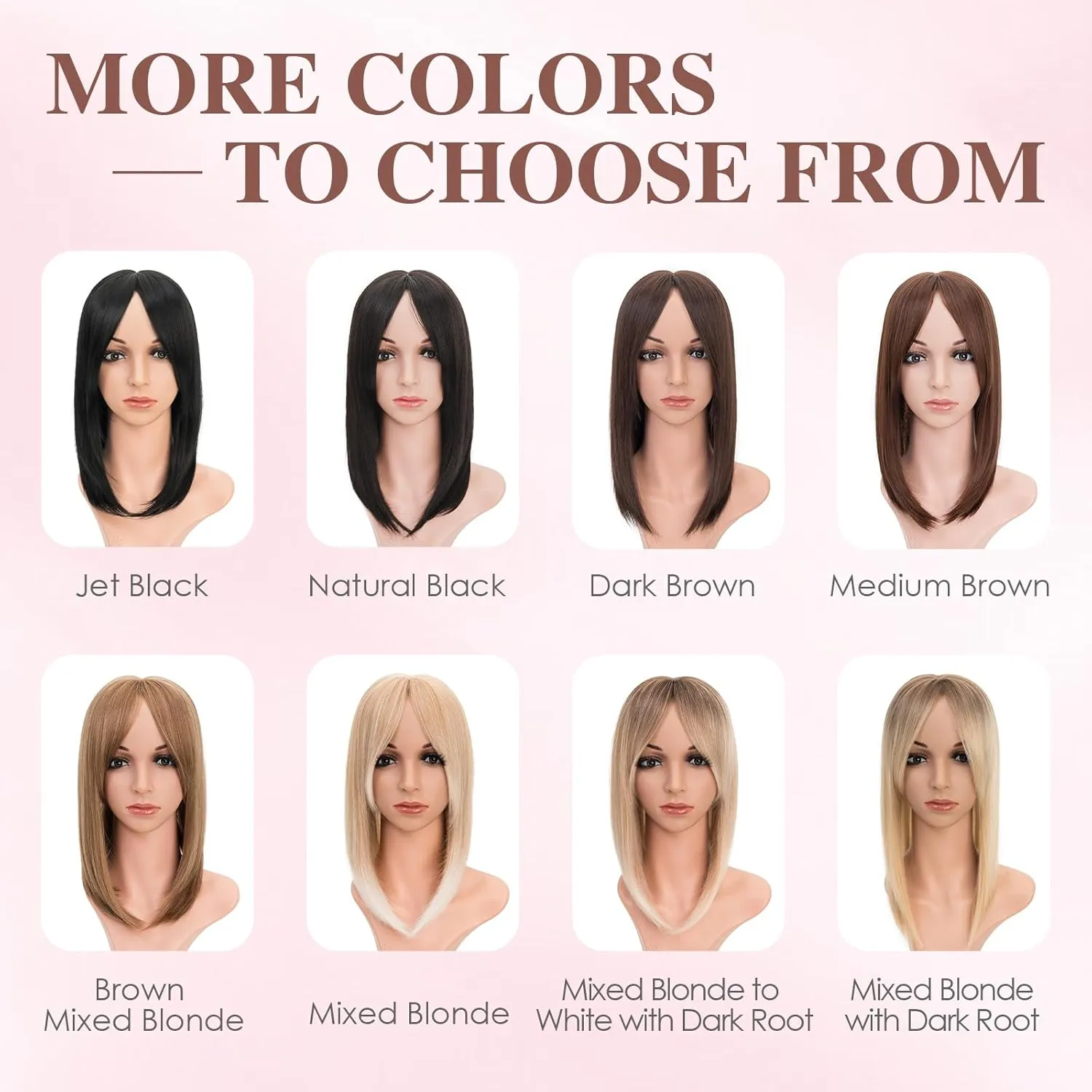 S-noilite 14inch Hair Toppers for Women with Bang Long Straight Clip in HairPieces for Women with Thinning Hair Add Volume Dark Brown