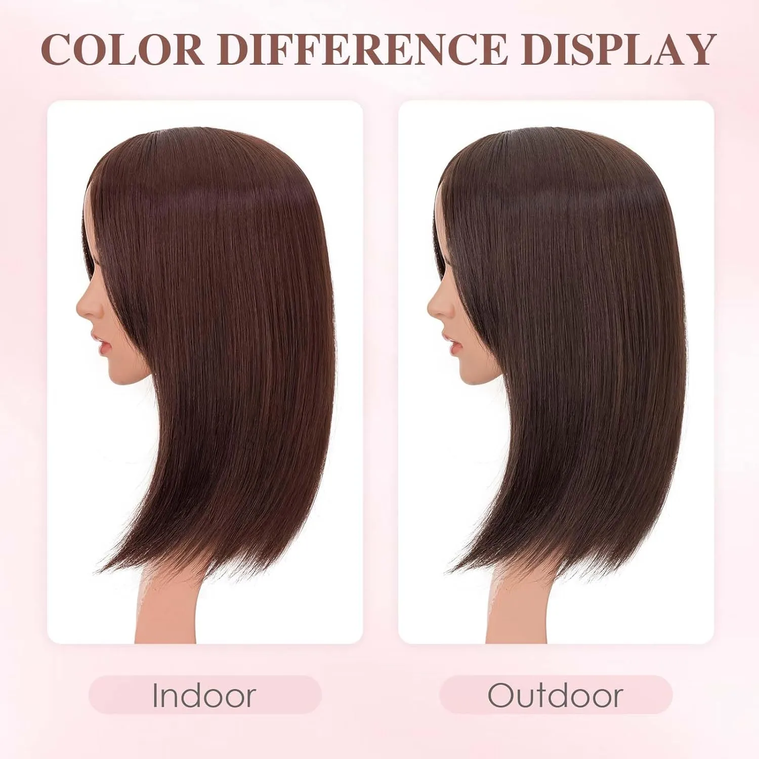 S-noilite 14inch Hair Toppers for Women with Bang Long Straight Clip in HairPieces for Women with Thinning Hair Add Volume Dark Brown