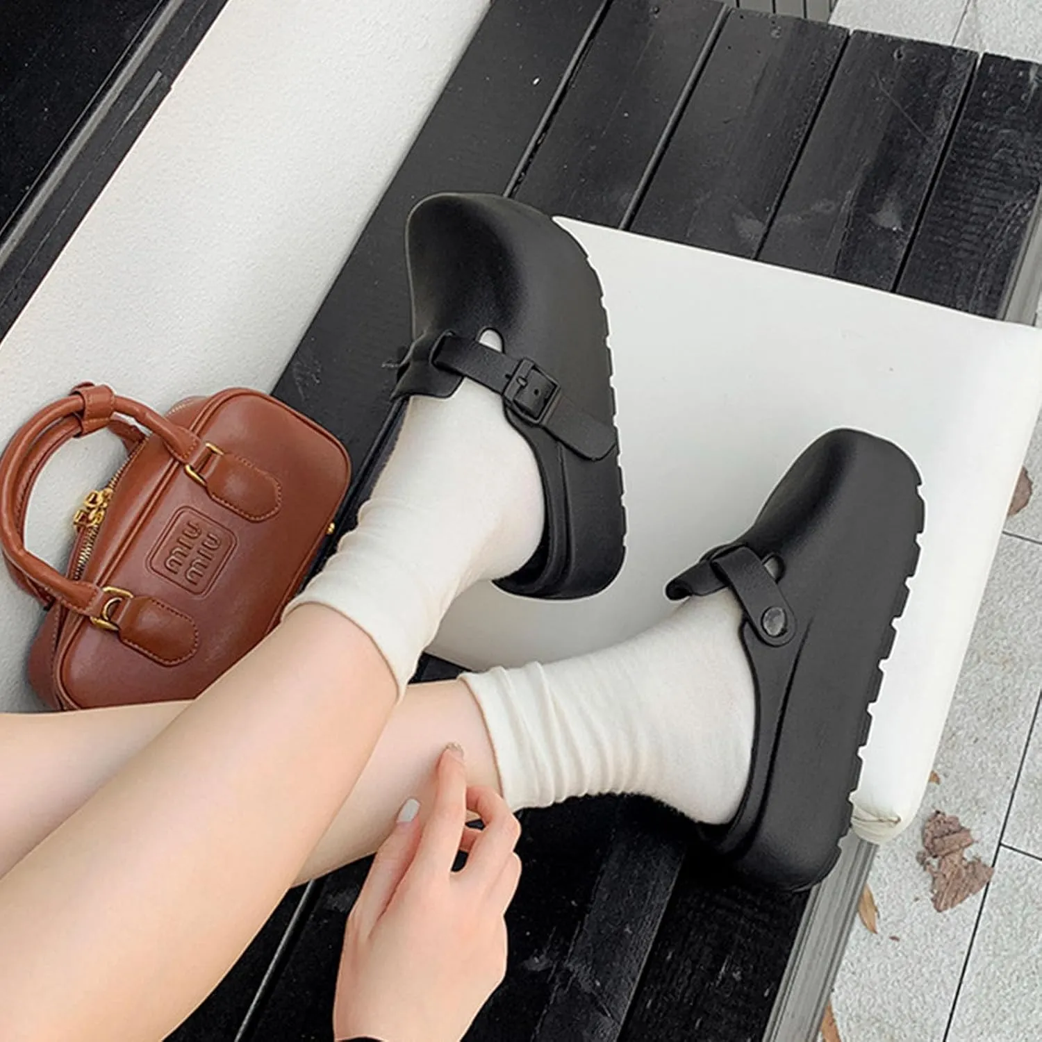 SALIGNA Women's Platform Clogs Adjustable Buckle Non Slip Sandals Slip On Clog Slippers Garden Shoes Outdoor Beach Shoes