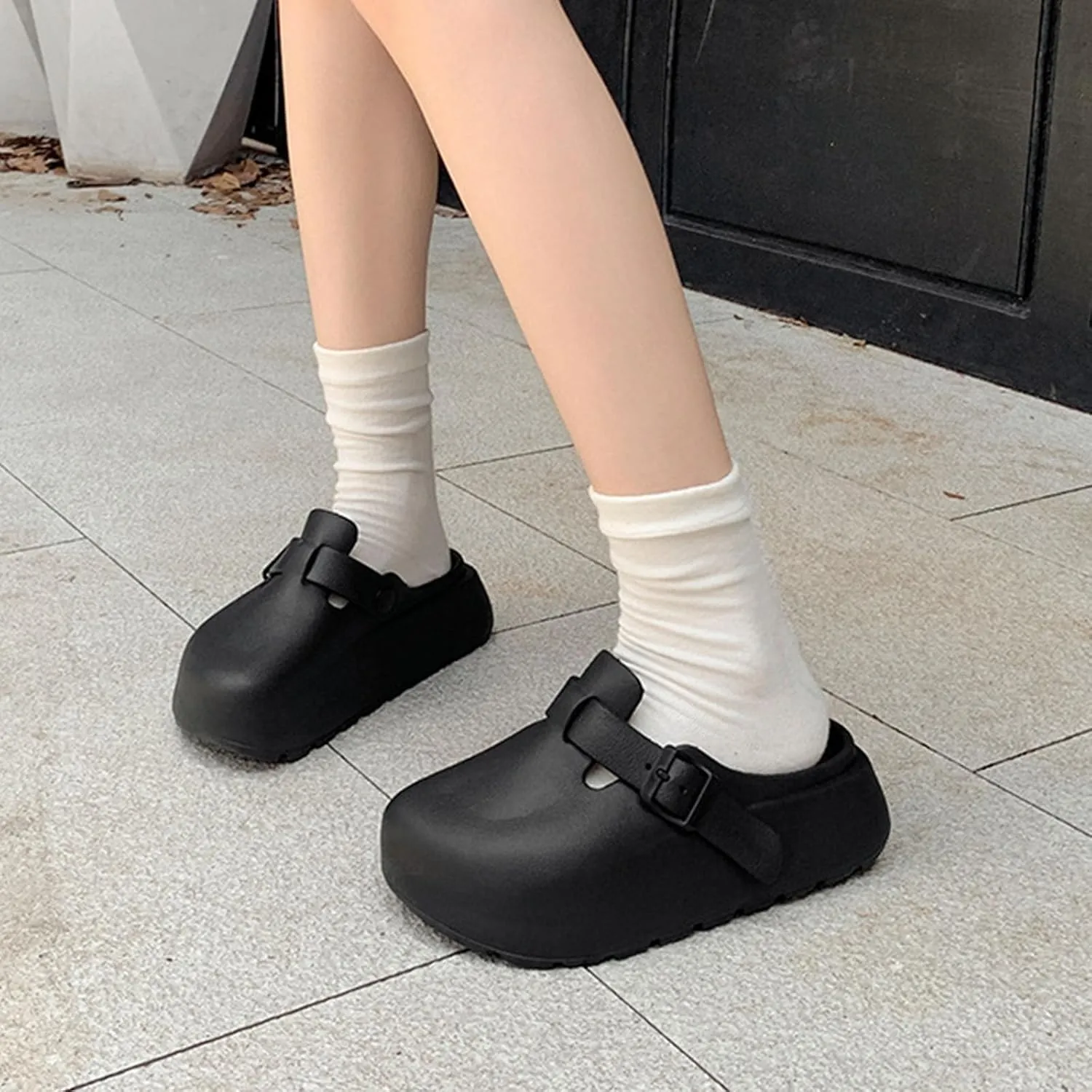 SALIGNA Women's Platform Clogs Adjustable Buckle Non Slip Sandals Slip On Clog Slippers Garden Shoes Outdoor Beach Shoes