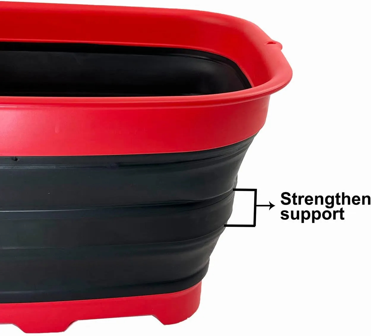 SAMMART 15L (3.9 Gallon) Collapsible Dishpan with Draining Plug - Foldable Washing Basin - Portable Dish Washing Tub - Camping & Space Saving Kitchen Storage Tray (Vermeil/Black (Set of 2))