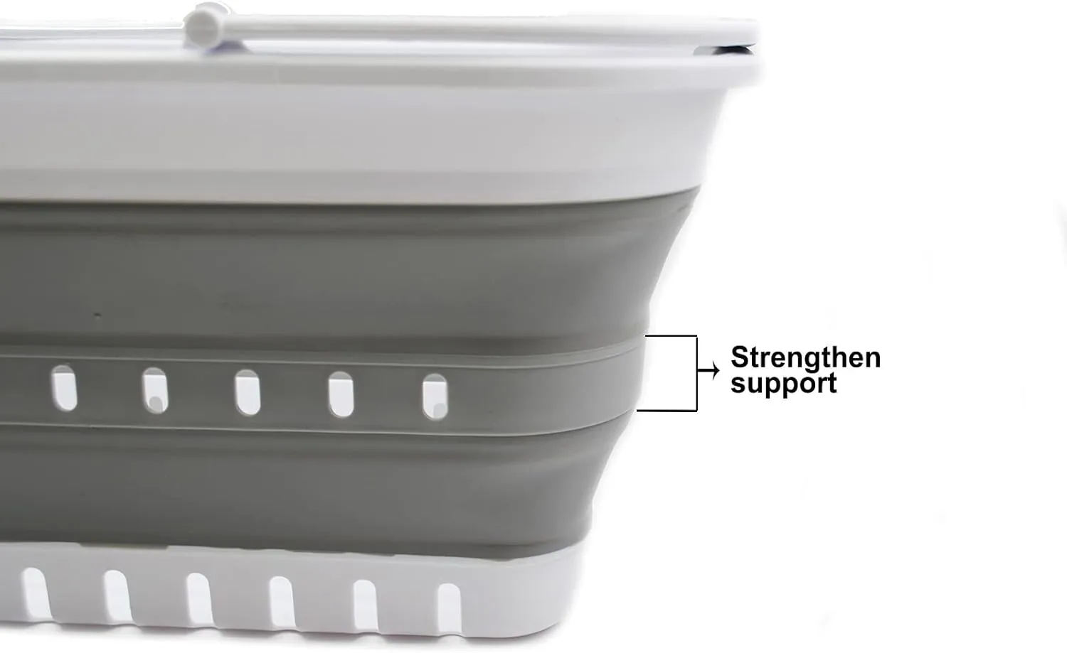 SAMMART 29L (7.6 Gallon) Collapsible Tub with Handle - Portable Outdoor Picnic Basket/Crater - Foldable Shopping Bag - Space Saving Storage Container (White/Grey (Set of 2), 2)