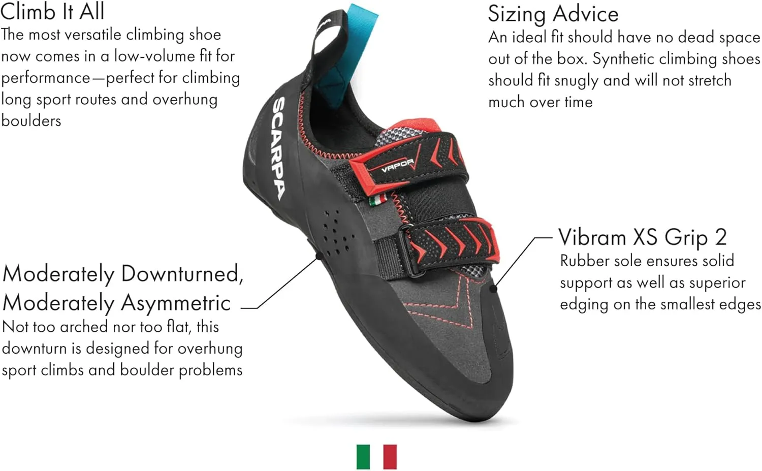 SCARPA Vapor V LV Rock Climbing & Bouldering Shoes - Low-Volume Fit
