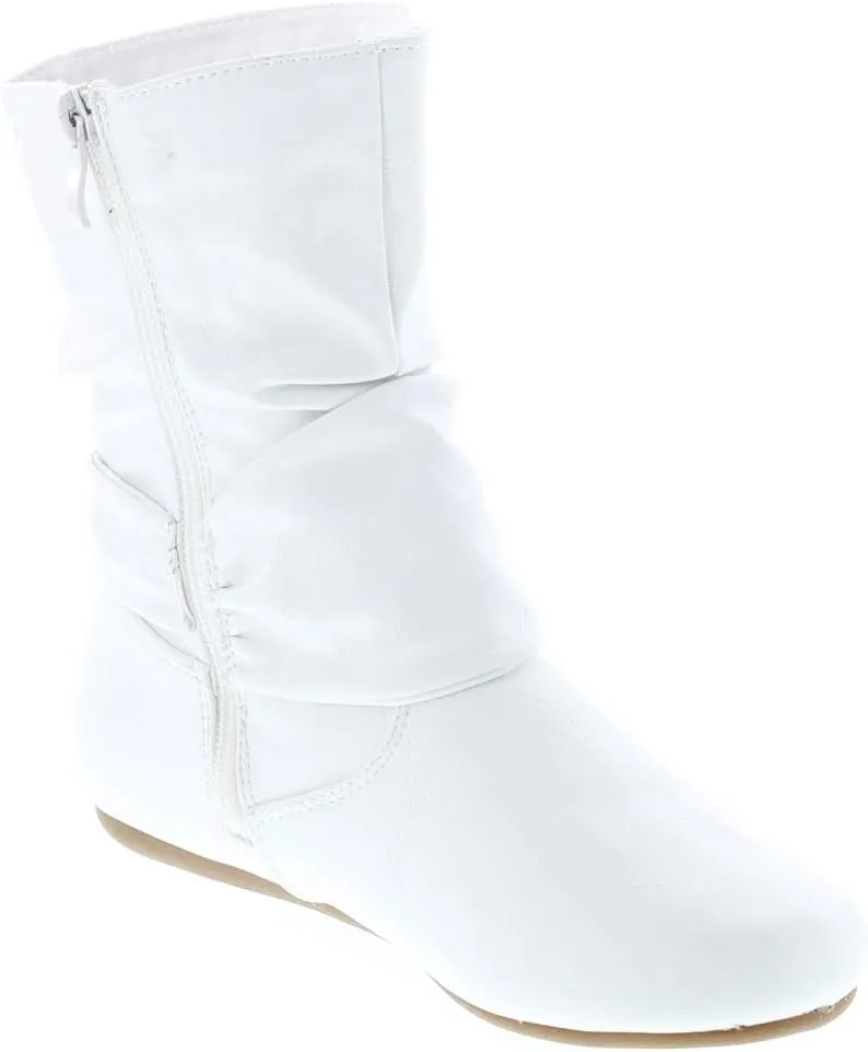 Selena-58 Women's Fashion Mid Calf Flat Heel Side Zipper Slouch Boots