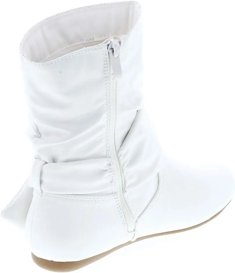 Selena-58 Women's Fashion Mid Calf Flat Heel Side Zipper Slouch Boots