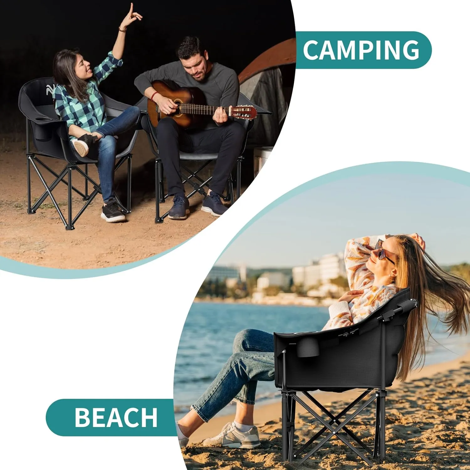 Slsy Heated Camping Chair Oversized, Outdoor Portable Heated Folding Chairs, Heated Foldable Chair Seat Supports 500 lbs, Heating Chair for Outdoor Sports, Camping, Patio, and Picnics