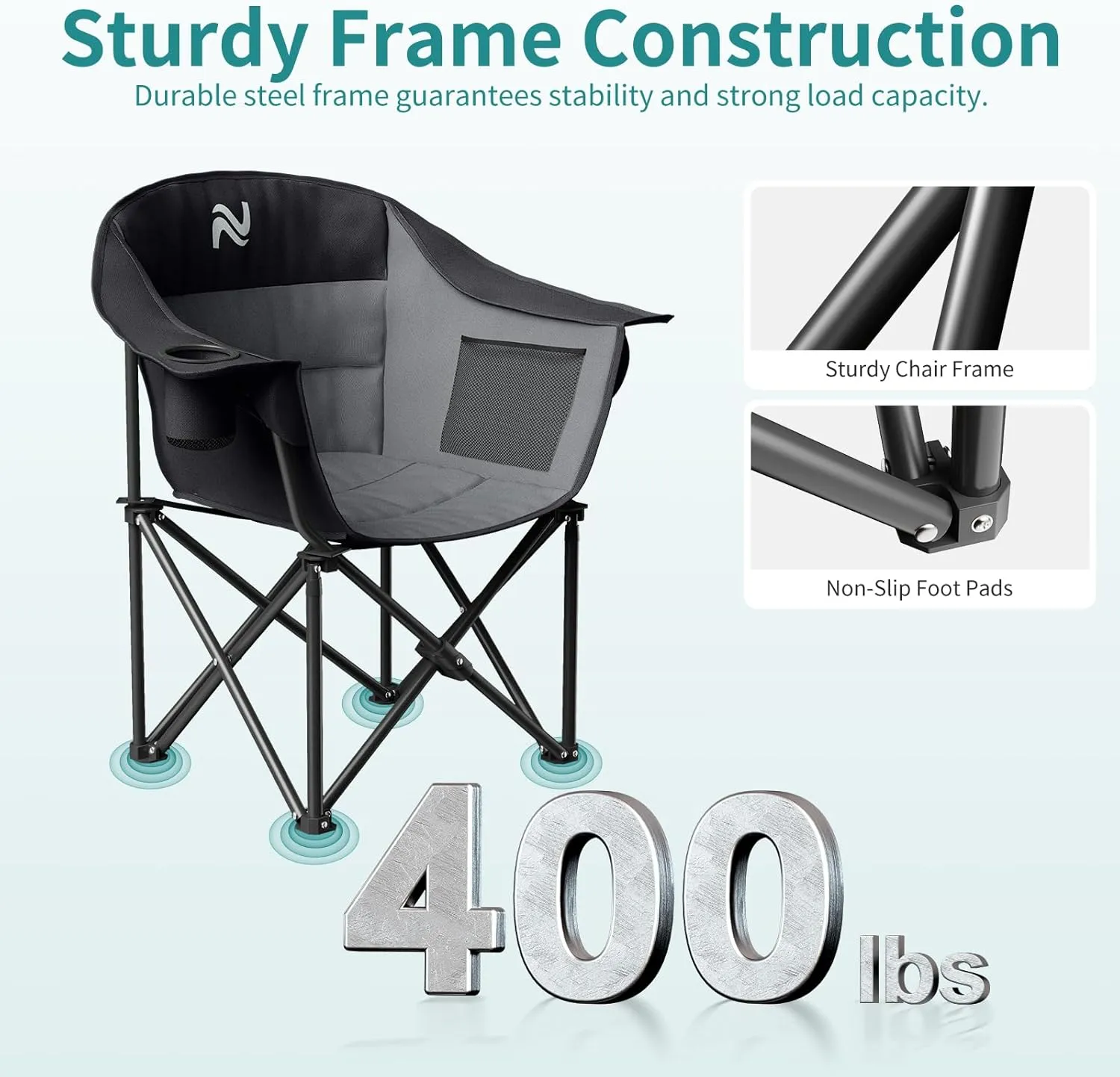 Slsy Heated Camping Chair Oversized, Outdoor Portable Heated Folding Chairs, Heated Foldable Chair Seat Supports 500 lbs, Heating Chair for Outdoor Sports, Camping, Patio, and Picnics