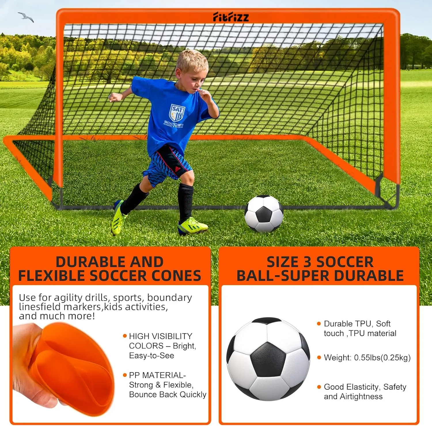 Soccer Goals for Backyard, Soccer Net 2 of 6X4 / 4X3 ft Portable Pop Up Indoor/Outdoor Soccer Goal Set, Soccer Target Practice Agility Speed Training Equipment with Soccer Ball
