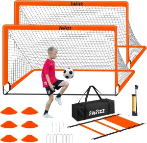 Soccer Goals for Backyard, Soccer Net 2 of 6X4 / 4X3 ft Portable Pop Up Indoor/Outdoor Soccer Goal Set, Soccer Target Practice Agility Speed Training Equipment with Soccer Ball