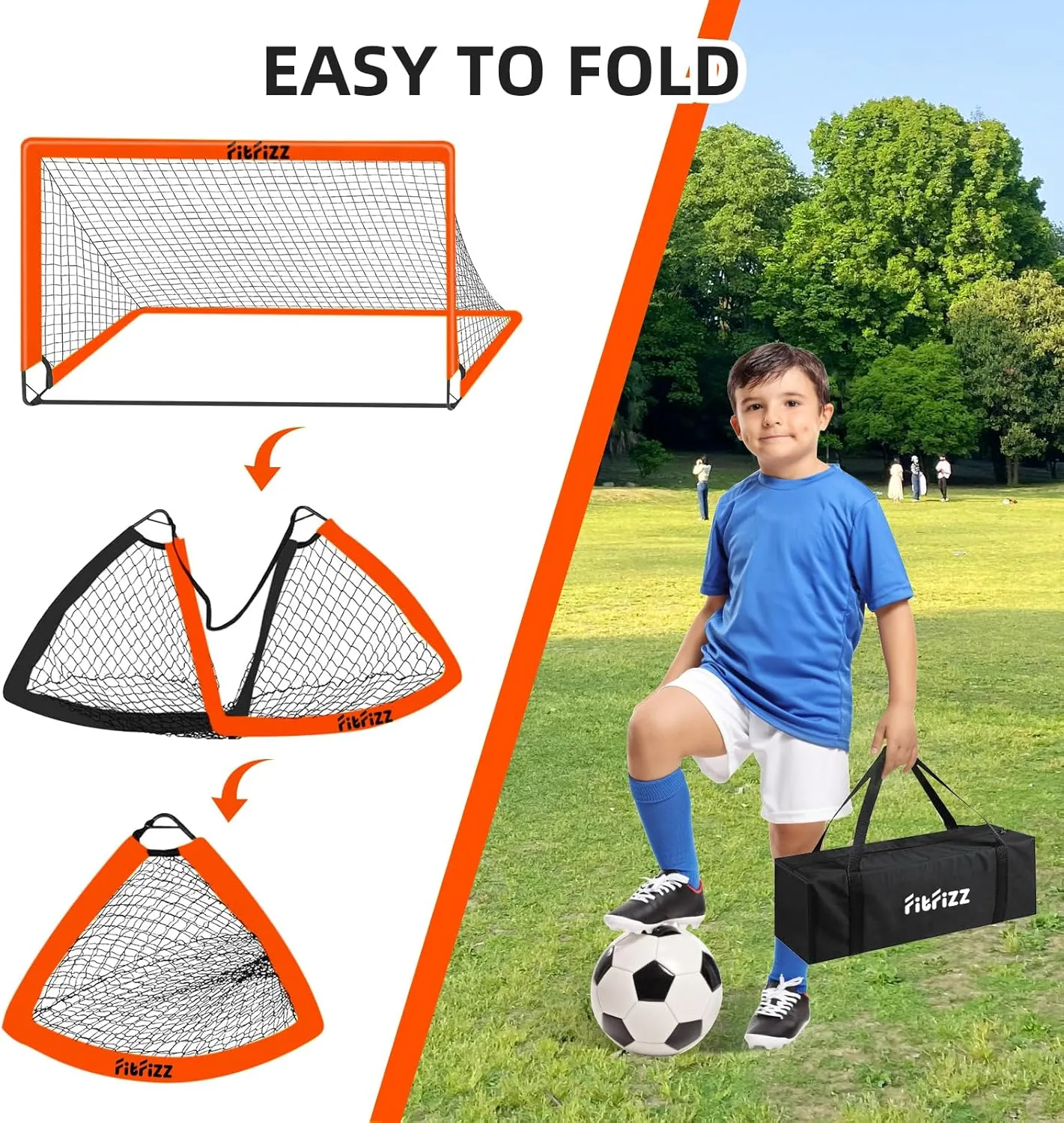 Soccer Goals for Backyard, Soccer Net 2 of 6X4 / 4X3 ft Portable Pop Up Indoor/Outdoor Soccer Goal Set, Soccer Target Practice Agility Speed Training Equipment with Soccer Ball