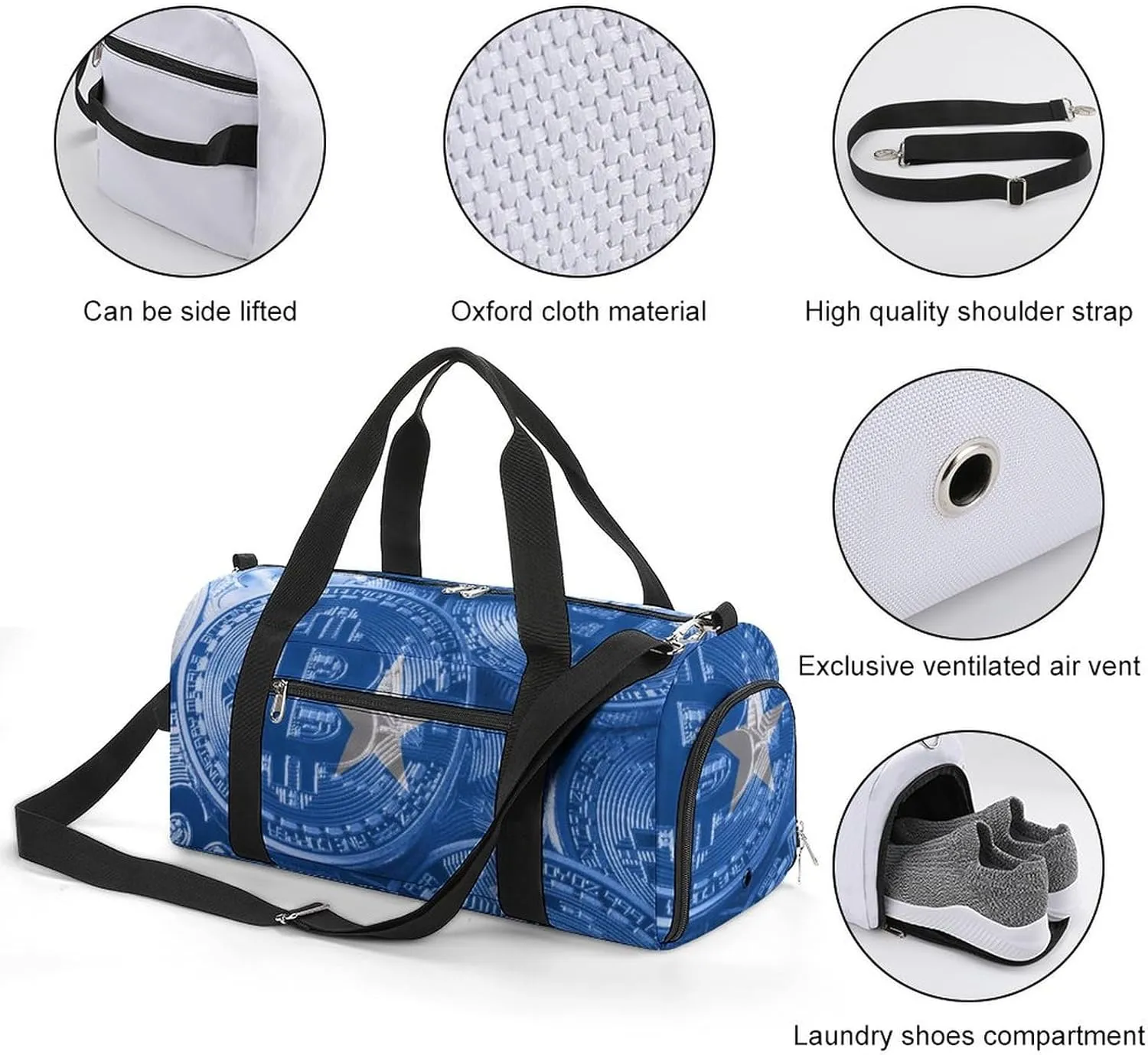 Somalia Flag Bitcoin Travel Duffel Bag with Shoe Compartment for Yoga and Sports