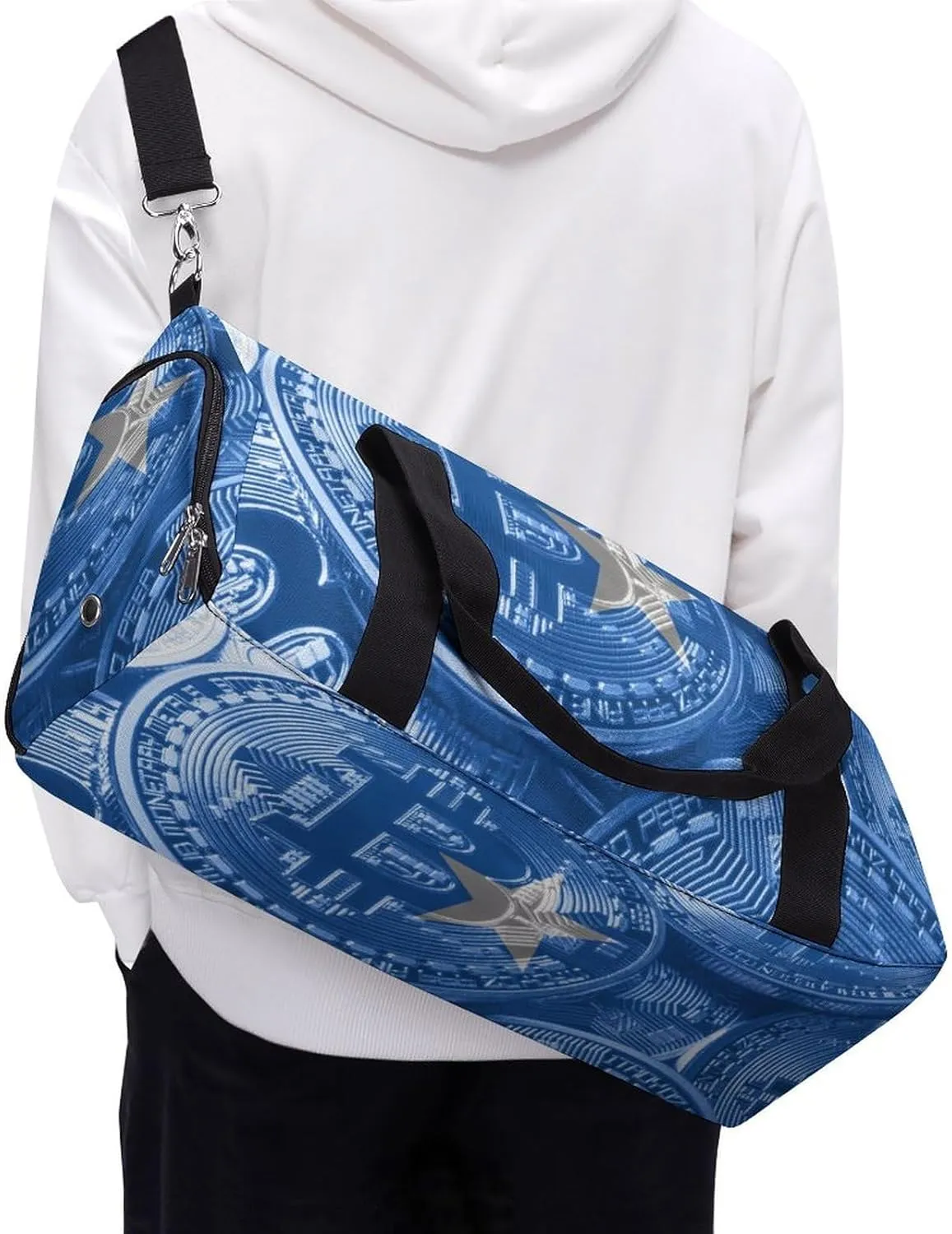 Somalia Flag Bitcoin Travel Duffel Bag with Shoe Compartment for Yoga and Sports