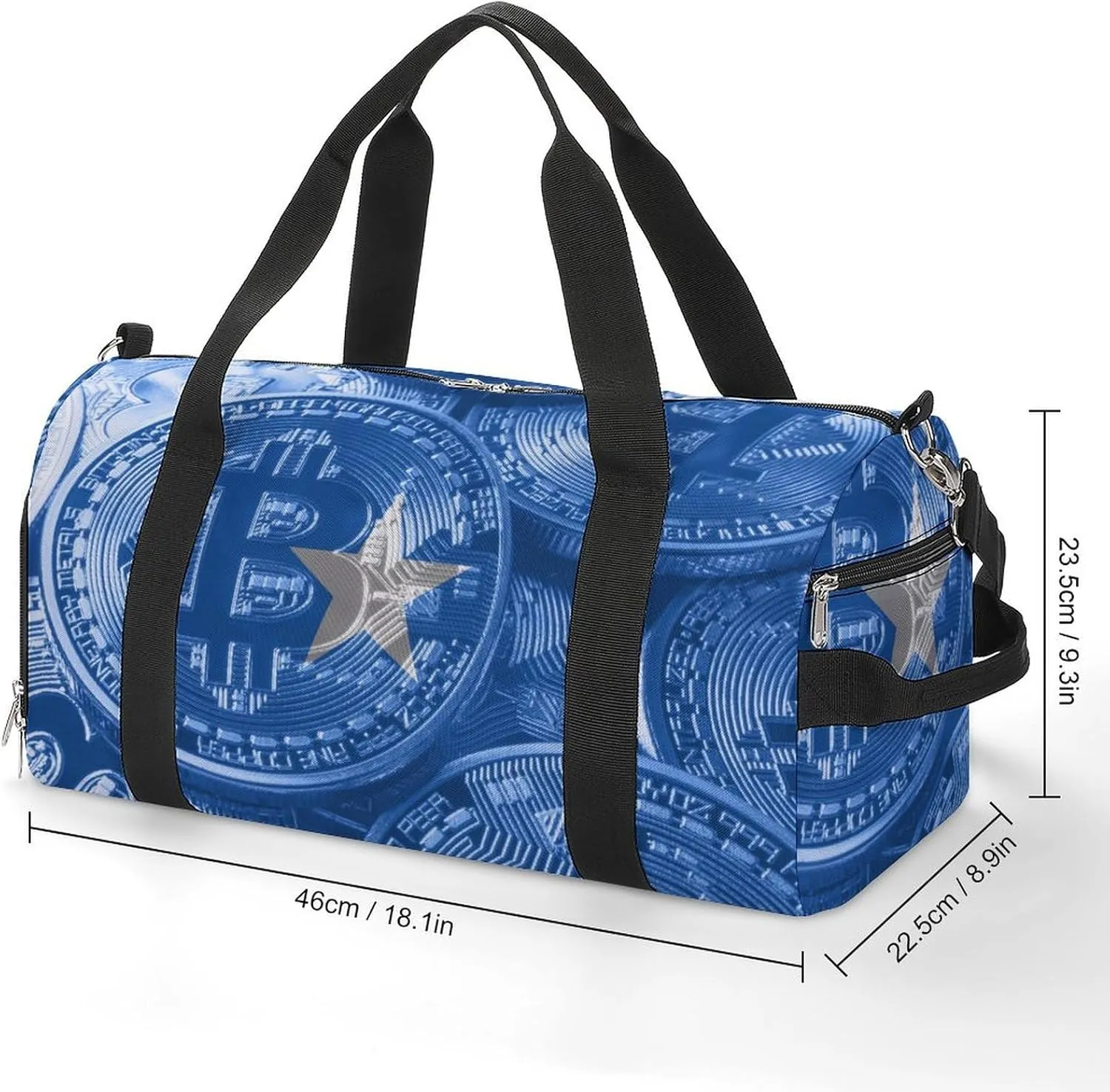Somalia Flag Bitcoin Travel Duffel Bag with Shoe Compartment for Yoga and Sports