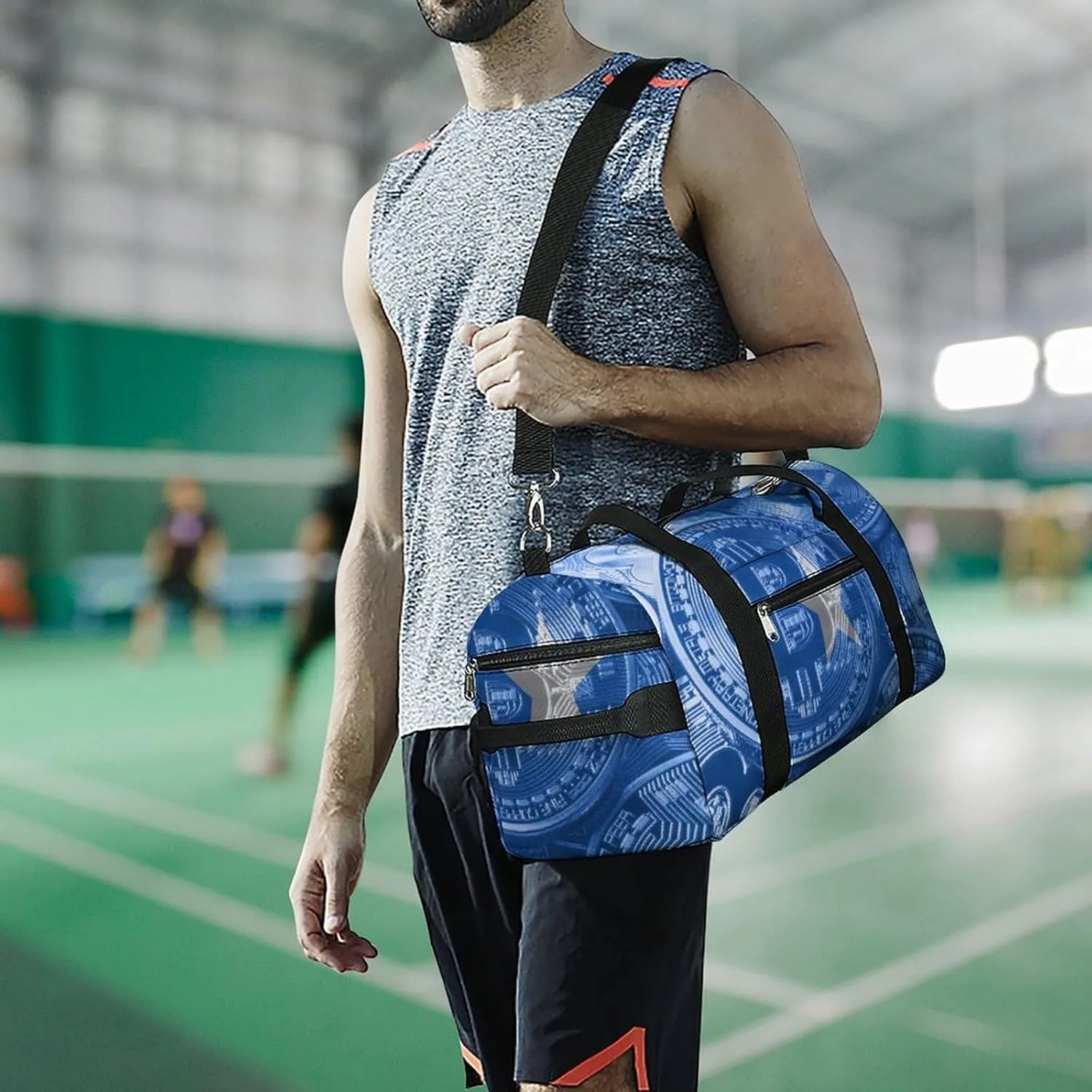 Somalia Flag Bitcoin Travel Duffel Bag with Shoe Compartment for Yoga and Sports