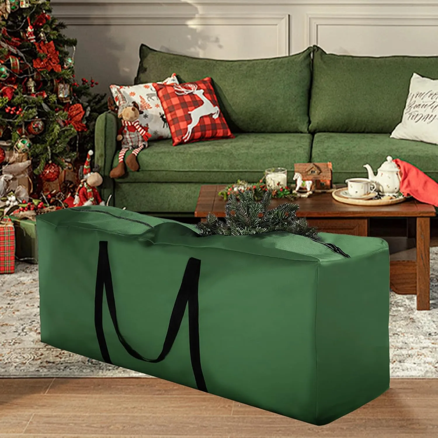 Storage Bag 1 Pack,Cushion Storage Bag Fits Up to 12 ft Tall Artificial Disassembled Trees, Heavy Duty Xmas Tree Bag, Outdoor Cushion Storage Bag with Zippers and Handles 68" L X 30" W X 20"
