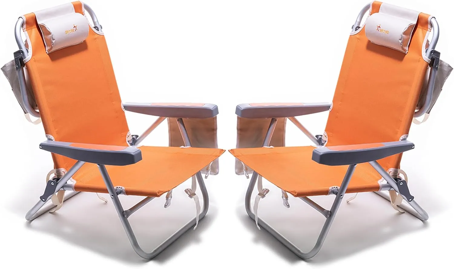 SUNNYFEEL Beach Chairs for Adults 2 Pack 5 Position Lay Flat, Portable Folding Backpack Beach Chair Heavy Duty with Cooler Bag, Cup Holder for Outdoor/Lawn/Picnic, Foldable Camping Chair