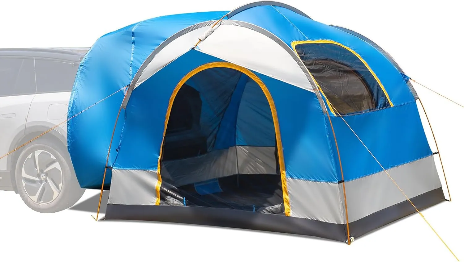 SUV Camping Tent, Outdoor SUV Tent with Double Doors for 5 Person, Waterproof PU2000mm Double Layer Tent for Outdoor Travel, Blue & Gray