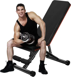 Sweetcrispy Ajustable Weight Bench for Home Gym, Foldable Workout Bench for Full Body Exercise or Strength Training, 795LBS Capacity Incline Decline Sit Up Exercise Bench Press
