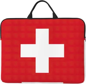 Swiss Flag print Durable Travel Laptop Bag HandBag Shockproof Carrying Bag Briefcase for 14inch Laptop Notebook