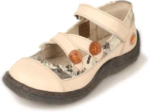 TMA EYES Button Criss Cross Strap Leather Women Flat Shoes
